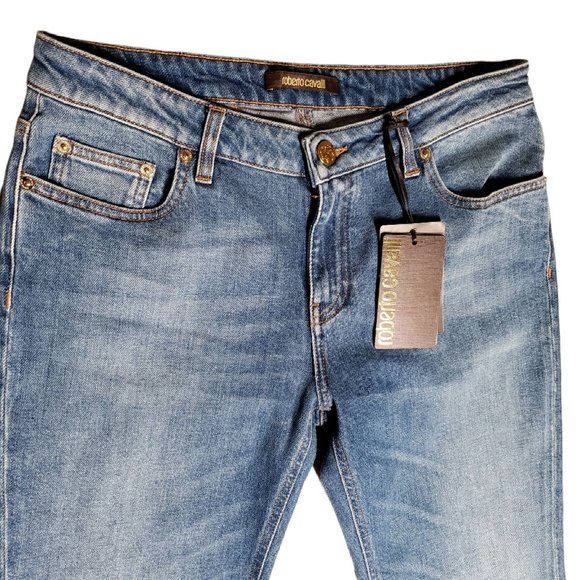 Roberto Cavalli Jeans Womens Sz IT-44 US-8 Regular Straight Leg Medium Wash NWT - Picture 6 of 12